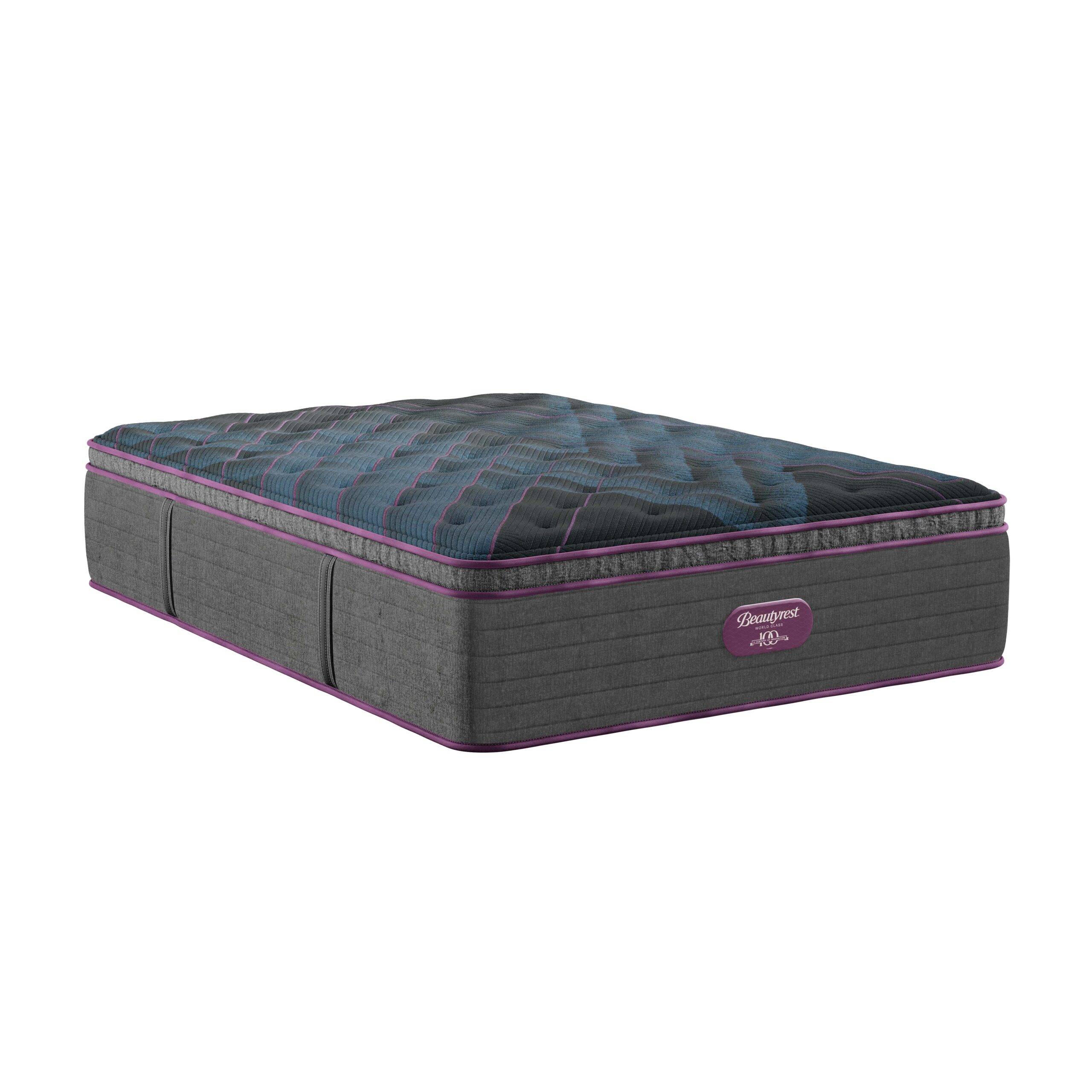 Beautyrest World Class Aster Plush Pillow Top Mattress with a white background