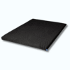 Arctic Gel Cooling Memory Foam Topper with a black zippable cover with a white background, side view