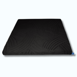 Cooling Gel Memory Foam Topper in a black zippable cover with a white background