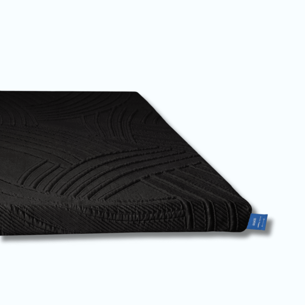 Arctic Gel Cooling Memory Foam Topper close view with a black zippable cover and white background