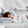 Sealy Cool Touch Memory Foam Pillow with lady sleeping on it