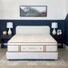Organic Meadow hybrid medium organic mattress on a bed frame.