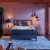 Stearns & Foster Estate Tight Top Luxury Firm Mon Trésor mattress displayed on a modern bed frame inside a luxury contemporary bedroom.