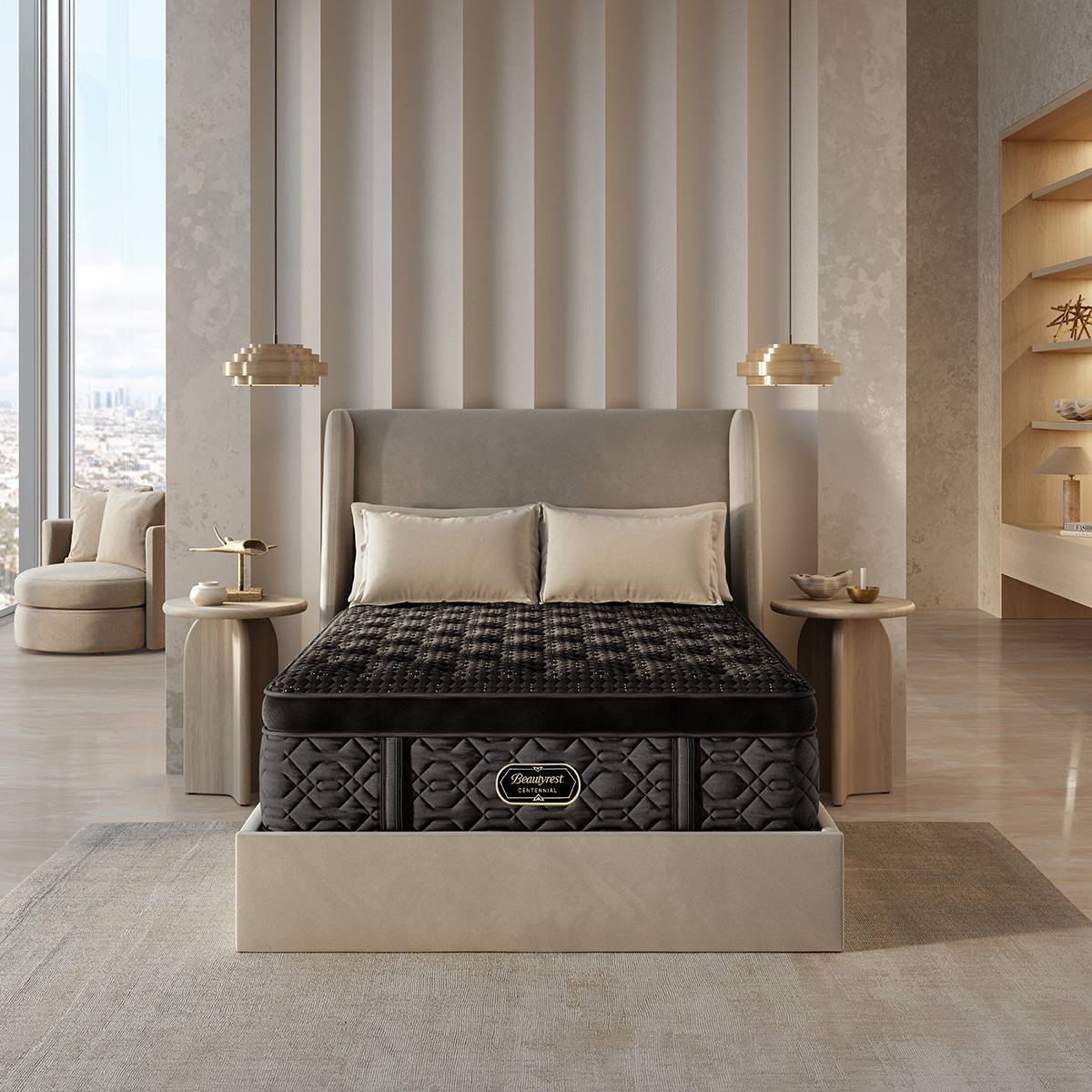 Beautyrest Centennial mattress in a bright bedroom