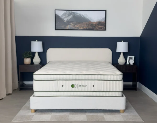 Dreamstar Double Life Latex Plush 15″ mattress in a bedroom