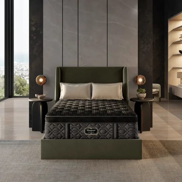 Beautyrest Centennial Harmonia Medium 16.5″ in a bedroom
