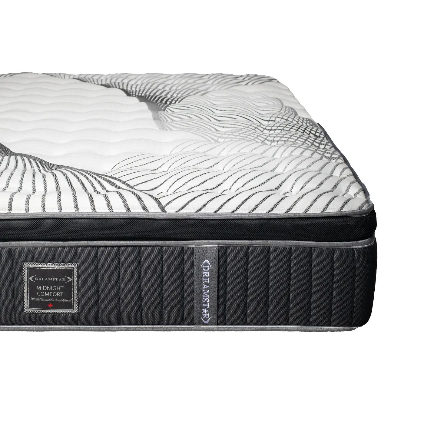 Dreamstar Midnight Comfort Euro-Top 14&Prime; in a bedroom