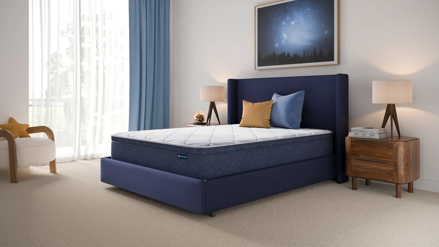 Serta&reg; Perfect Day&trade; Sunup Plush Euro Top 12&Prime; in a bedroom